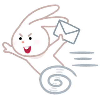 足早に手紙を届けるウサギの画像