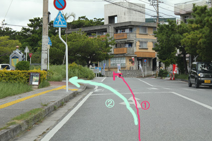 西原方面から