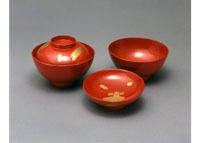 朱漆宝尽蒔絵吸物椀